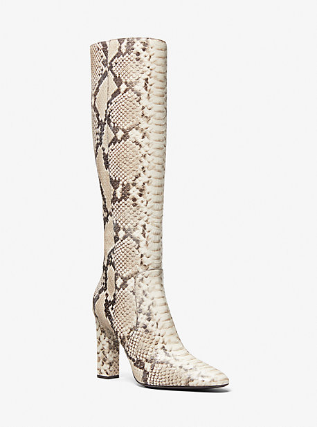 Michaelkors Carly Python Embossed Leather Boot,NATURAL