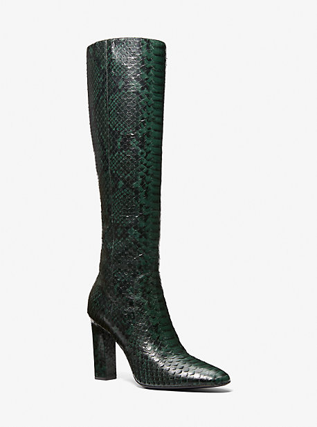 Michaelkors Carly Python Embossed Leather Boot,FOREST