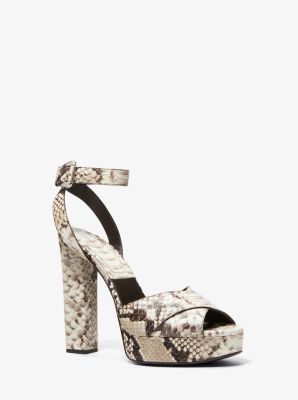 Cannon Python Embossed Leather Platform Sandal