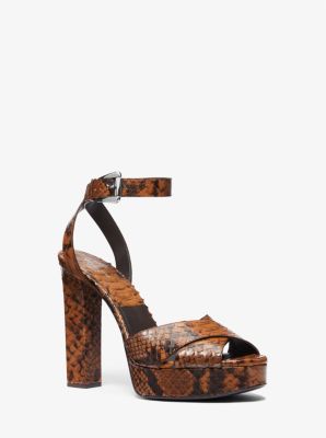 Cannon Python Embossed Leather Platform Sandal