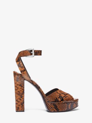 Cannon Python Embossed Leather Platform Sandal