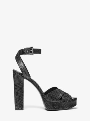 Cannon Python Embossed Leather Platform Sandal