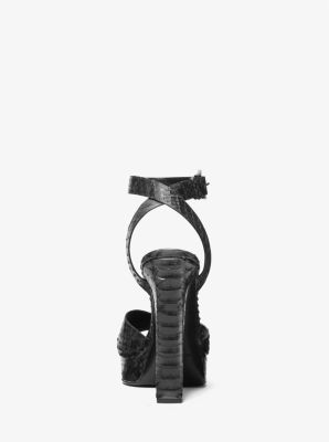 Cannon Python Embossed Leather Platform Sandal