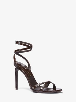 Chrissy Crocodile Embossed Leather Sandal | Michael Kors