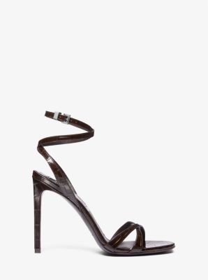 Chrissy Crocodile Embossed Leather Sandal