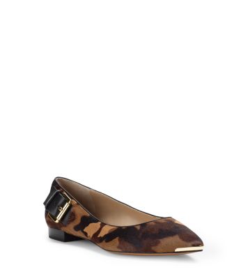 Camouflage-Print Hair Calf Flats | Michael Kors