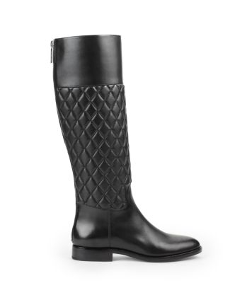 Black quilted outlet leather boots