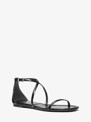 Polly Crocodile Embossed Leather Sandal