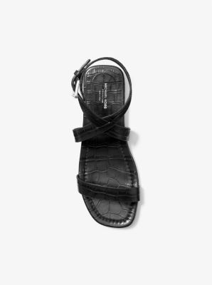 Bridgette Crocodile Embossed Leather Sandal