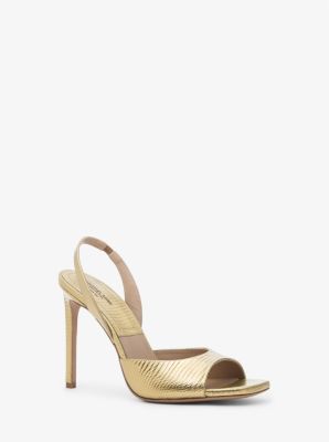 Marisa Metallic Lizard Embossed Leather Sandal