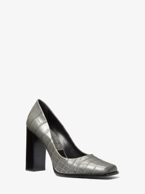 Michael Kors Collection Jeanne Crocodile Embossed Leather Pump