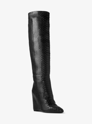 Steff Python and Leather Wedge Boot