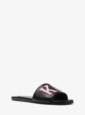 Delphine Kors Varsity Calf Leather Slide Sandal