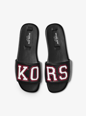 Delphine Kors Varsity Calf Leather Slide Sandal