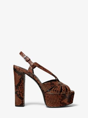 Candace Python-Embossed Leather Platform Sandal