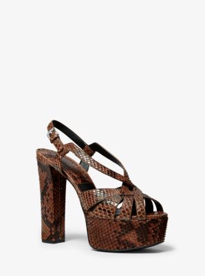 Candace Python-Embossed Leather Platform Sandal