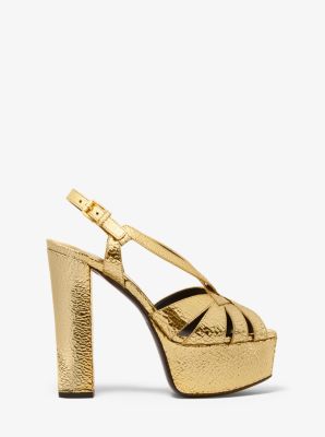 Candace Crackled Metallic Leather Platform Sandal