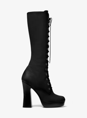 Deandra Calf Leather Platform Boot in BLACK | Michael Kors
