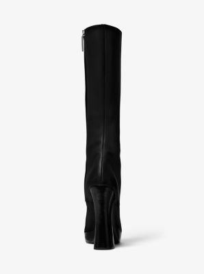 Deandra Calf Leather Platform Boot in BLACK | Michael Kors