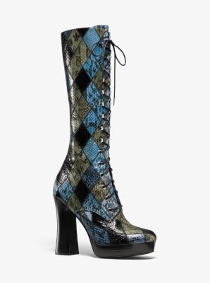 Deandra Patchwork Snakeskin Platform Boot