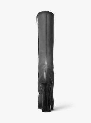 Deandra Burnished Calf Leather Platform Boot in SLATE | Michael Kors