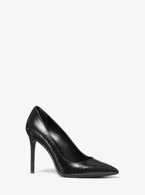 Gretel Crackled Leather Pump in BLACK | Michael Kors