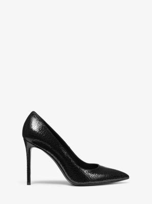 Gretel Crackled Leather Pump in BLACK | Michael Kors