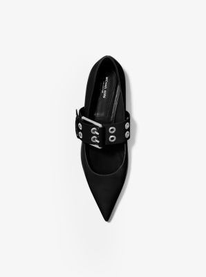 Maude Calf Leather Pointed-Toe Mary Jane Flat in BLACK | Michael Kors