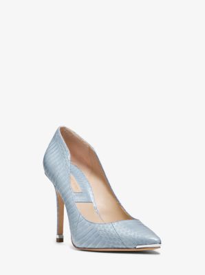 snakeskin flat pumps