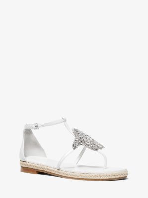 Annabeth Starfish-Embellished Leather Sandal in OPTIC WHITE | Michael Kors