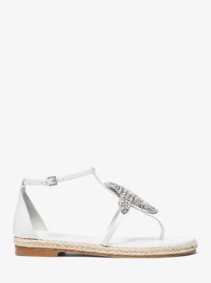 Annabeth Starfish-Embellished Leather Sandal in OPTIC WHITE | Michael Kors