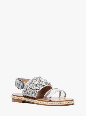 Lafayette Embellished Metallic Snakeskin Sandal