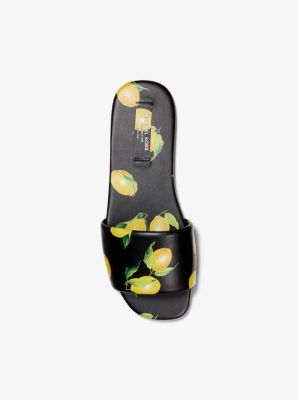 Sandalia Delphine de piel con estampado de limones in NEGRO | Michael Kors