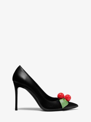 Gretel Cherry-Embellished Leather Pump in BLACK | Michael Kors
