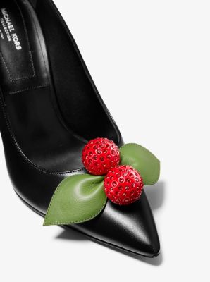 Gretel Cherry-Embellished Leather Pump in BLACK | Michael Kors