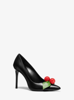 Gretel Cherry-Embellished Leather Pump