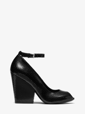 Peeptoe Julianne aus Leder mit Pythonprägung image number 1