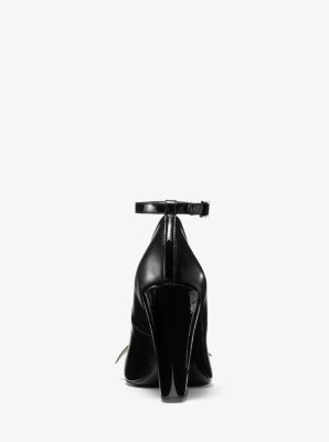 Julianne Cherry-Embellished Leather Peep-Toe Pump | Michael