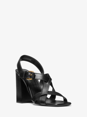 Gladys Leather Sandal in BLACK | Michael Kors