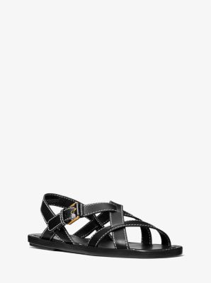 Perrine Leather Sandal in NEGRO | Michael Kors