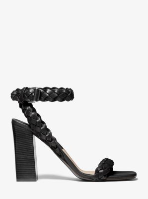 Pippa Woven Leather Sandal in BLACK | Michael Kors