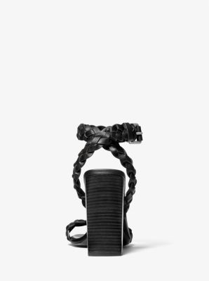 Pippa Woven Leather Sandal in BLACK | Michael Kors