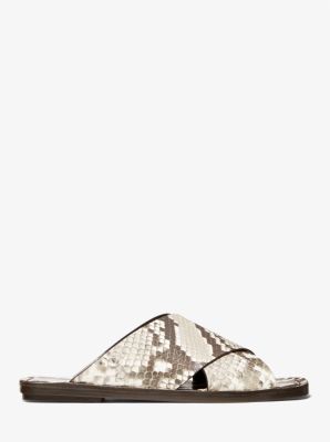 Sandalia Ruth de piel en relieve con motivo de pit&oacute;n in NATURAL | Michael Kors