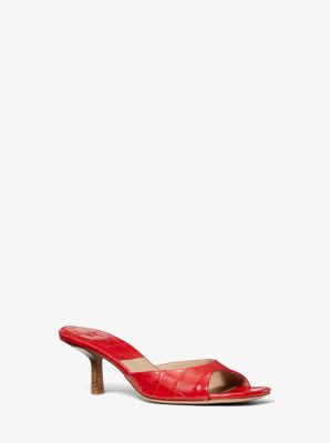 Anita Crocodile Embossed Leather Sandal in ZINNIA | Michael Kors
