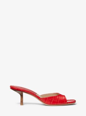 Anita Crocodile Embossed Leather Sandal in ZINNIA | Michael Kors