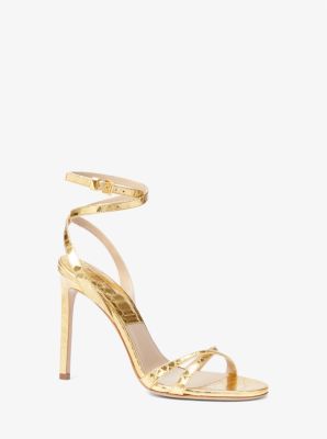 Chrissy Metallic Python Embossed Leather Sandal | Michael Kors