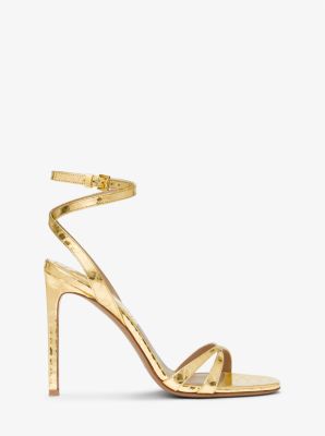 Chrissy Metallic Python Embossed Leather Sandal | Michael Kors