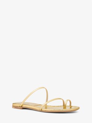 Patti Metallic Python Embossed Leather Slide Sandal | Michael Kors