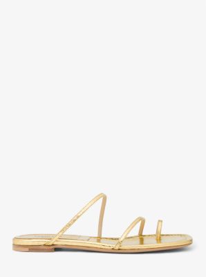 Patti Metallic Python Embossed Leather Slide Sandal