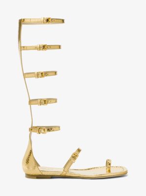 Juliette Metallic Python Embossed Leather Gladiator Sandal